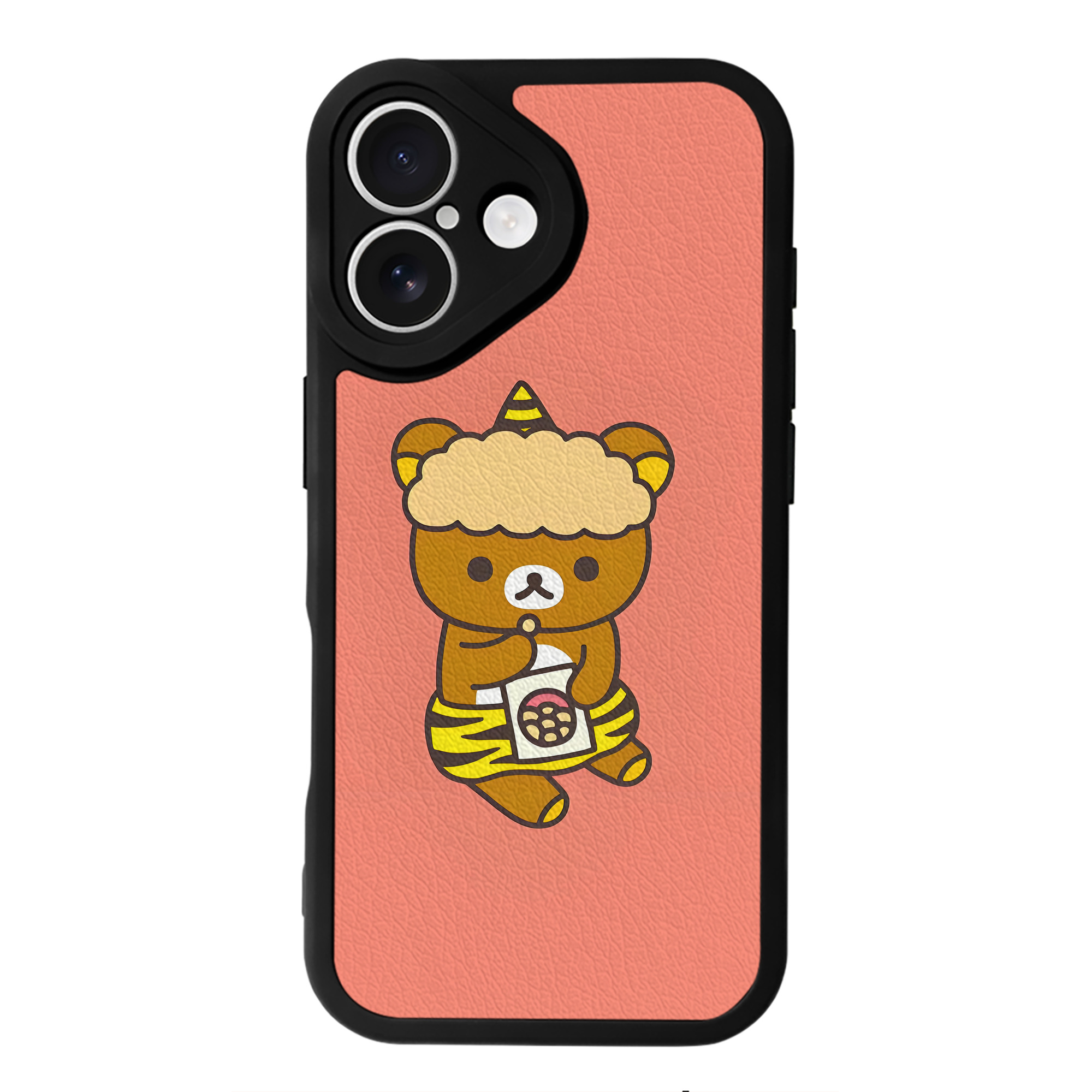 （画像用） リラックマ リラックマ キイロイトリ Rilakkuma Korilakkuma Kiiroitori 【iPhone 16シリーズ対応】シリコンスマホケース（レザー調） 材質：シリコン